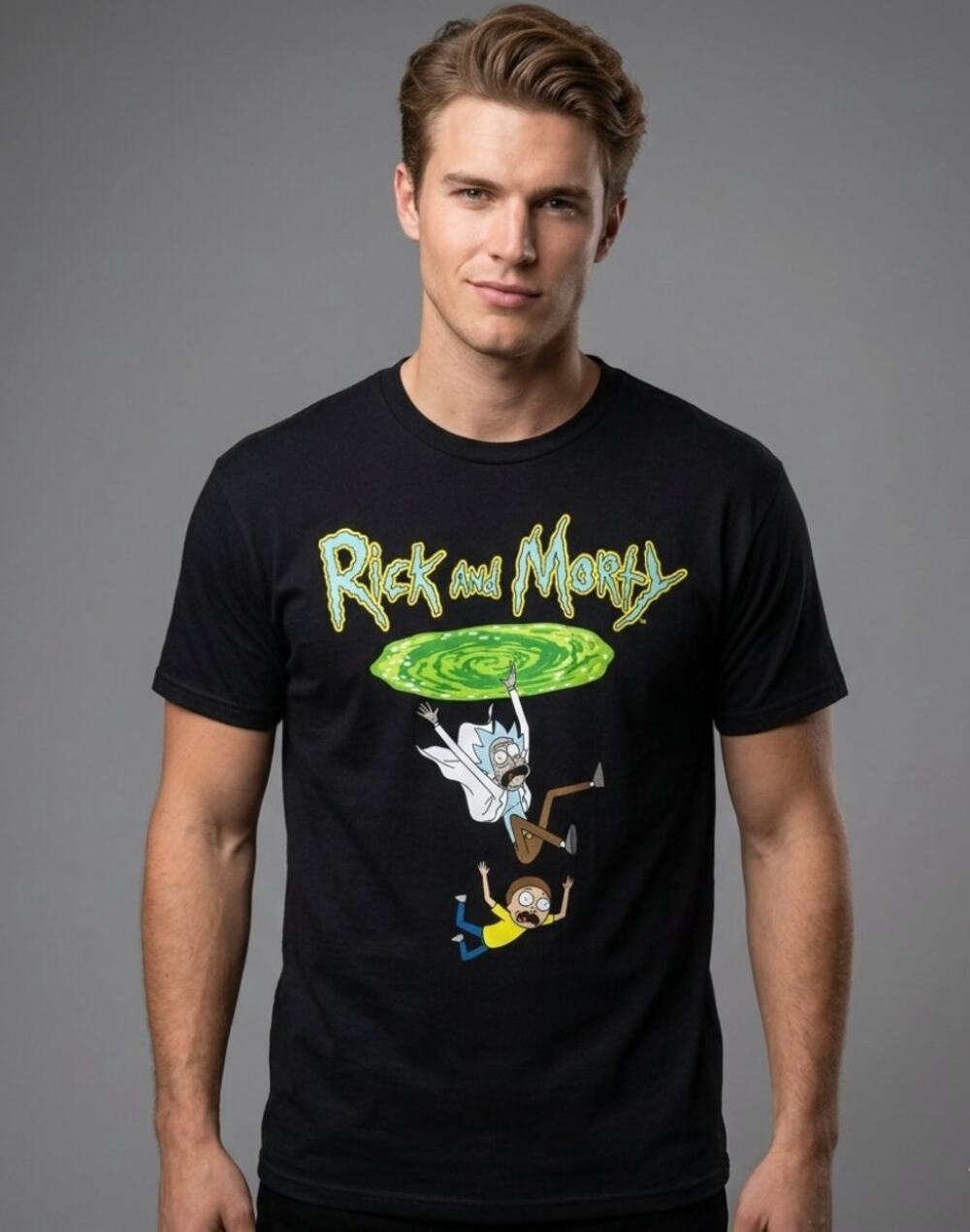 Official Rick and Morty Portal Adult Swim Adult Black Tee - Size Large - New